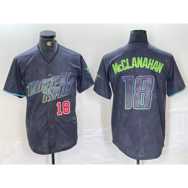 Tampa Bay Rays #18 Shane McClanahan Number Charcoal AmberGomez 2024 City Connect Limited Stitched Jerseys