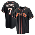 Houston Astros #7 Craig Biggio Player Black AmberGomez Fashion Out Home Game Stitched Jerseys