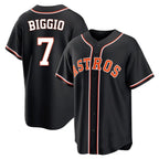 Houston Astros #7 Craig Biggio Player Black AmberGomez Fashion Out Home Game Stitched Jerseys