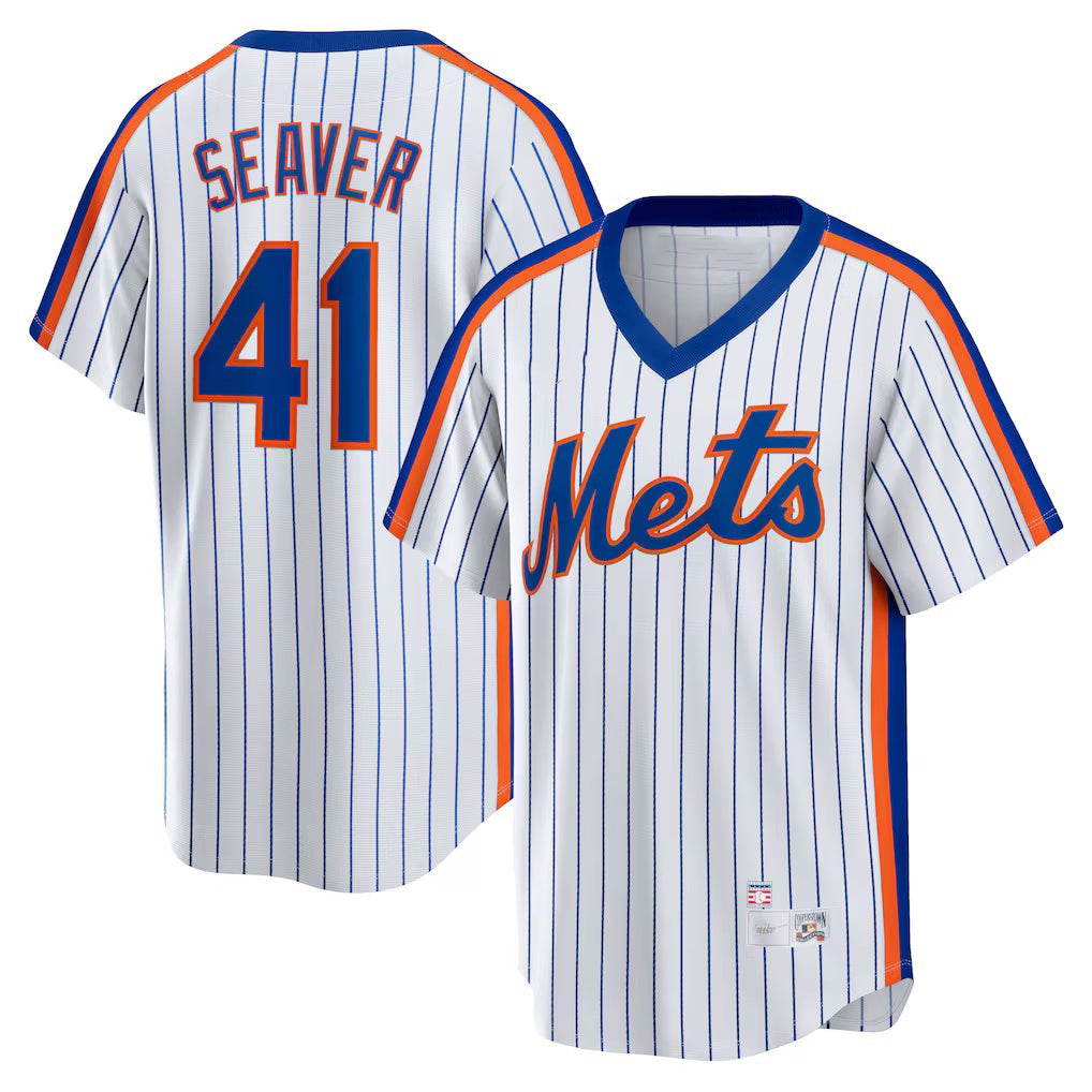 New York Mets #41 Tom Seaver White AmberGomez Home Cooperstown Collection Player Jersey