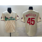 Philadelphia Phillies #45 Zack Wheeler Cream AmberGomez Phanatic Limited Stitched Jersey