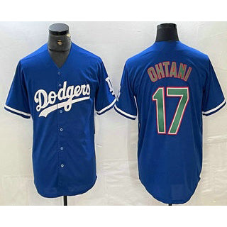 Los Angeles Dodgers #17 Shohei Ohtani Blue Green AmberGomez Stitched Cool Base Jerseys