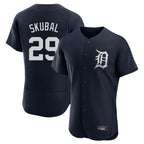 Detroit Tigers #29 Tarik Skubal Player Navy AmberGomez Limited Elite Home Stitched Jerseys