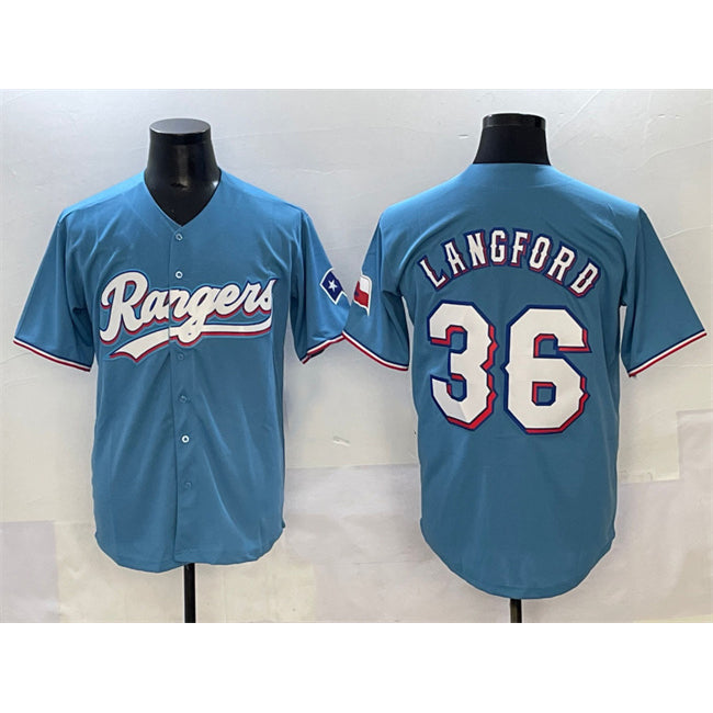 Texas Rangers #36 Wyatt Langford Blue AmberGomez Limited Stitched Jersey