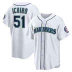 Seattle Mariners #51 Ichiro Suzuki White AmberGomez Cool Base Stitched Jersey