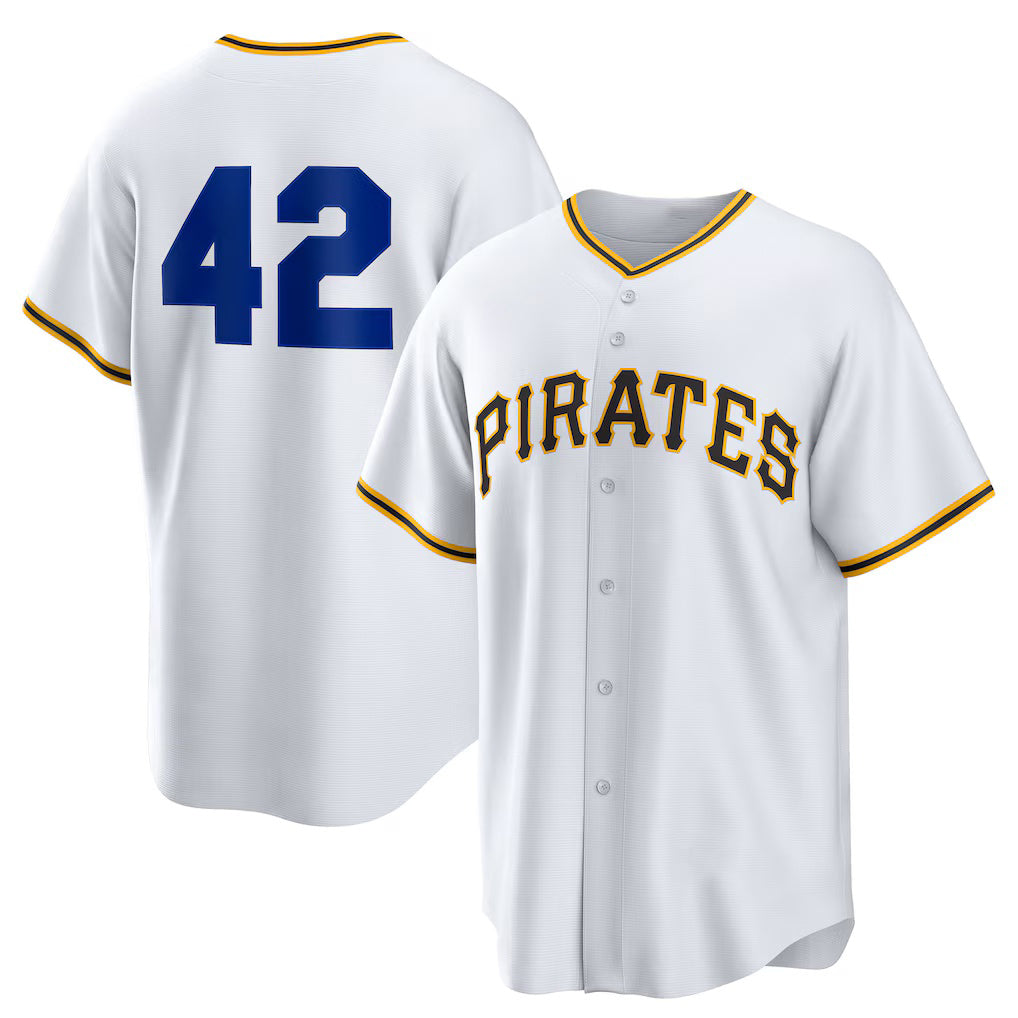 Pittsburgh Pirates #42 Jackie Robinson White AmberGomez Home 2025 Day Replica Jersey