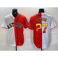 Houston Astros #27 Jose Altuve White Orange AmberGomez Split Stitched Jersey