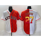 Houston Astros #27 Jose Altuve White Orange AmberGomez Split Stitched Jersey