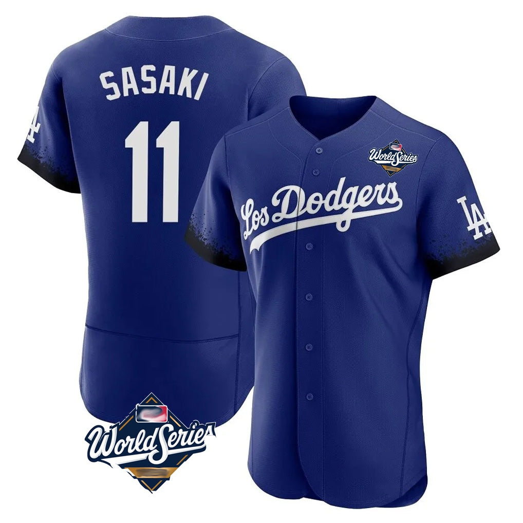 Los Angeles Dodgers #11 Roki Sasaki Player Royal AmberGomez World Series City Connect Elite Home Stitched Jerseys