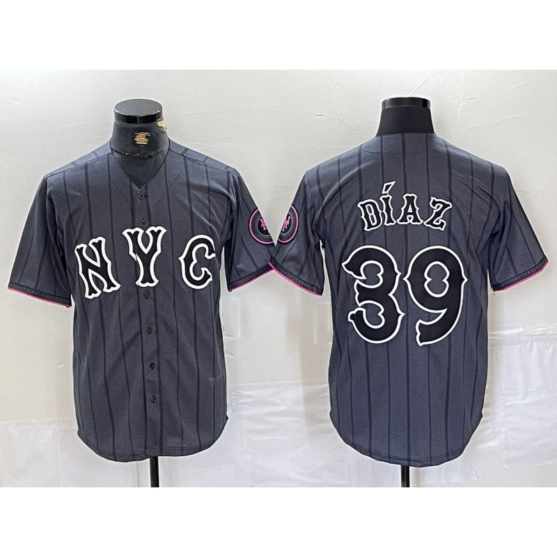 New York Mets #39 Edwin Diaz Gray AmberGomez 2024 City Connect Cool Base Jersey 2