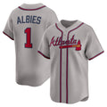 Atlanta Braves #1 Ozzie Albies Gray AmberGomez Road Limited Player Jersey