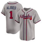 Atlanta Braves #1 Ozzie Albies Gray AmberGomez Road Limited Player Jersey