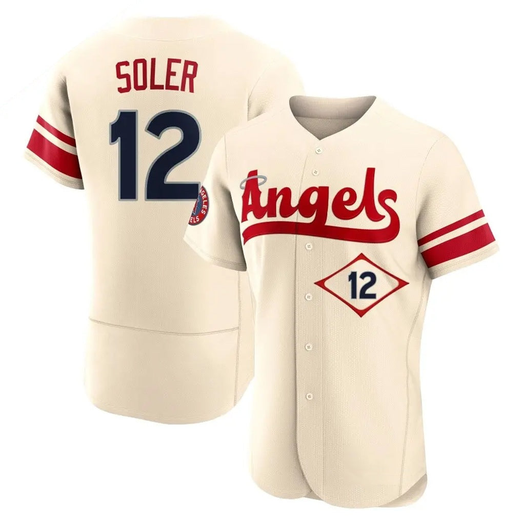 Los Angeles Angels #12 Jorge Soler Player Cream AmberGomez City Connect Limited ELite Home Stitched Jerseys