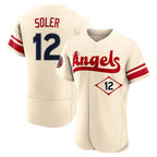 Los Angeles Angels #12 Jorge Soler Player Cream AmberGomez City Connect Limited ELite Home Stitched Jerseys