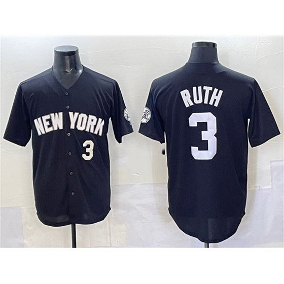 New York Yankees #3 Babe Ruth Black AmberGomez Limited Stitched Jersey