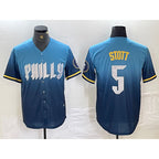 Philadelphia Phillies #5 Bryson Stott Blue AmberGomez 2024 City Cool Base Stitched Jersey