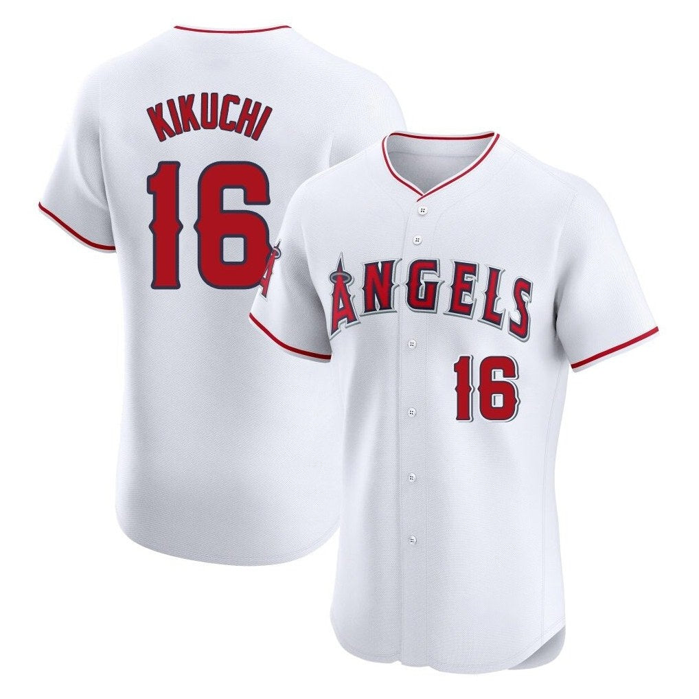 Los Angeles Angels #16 Yusei Kikuchi Player White AmberGomez Limited Elite Stitched Home Jerseys