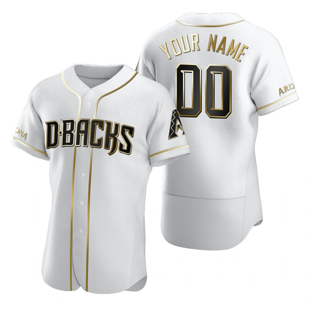 Custom Arizona Diamondbacks White AmberGomez Stitched Flex Base Golden Edition Jersey