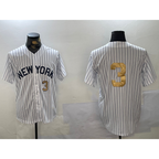 New York Yankees #3 Babe Ruth White AmberGomez Pinstripe Without Name Fashion Cool Base Jerseys