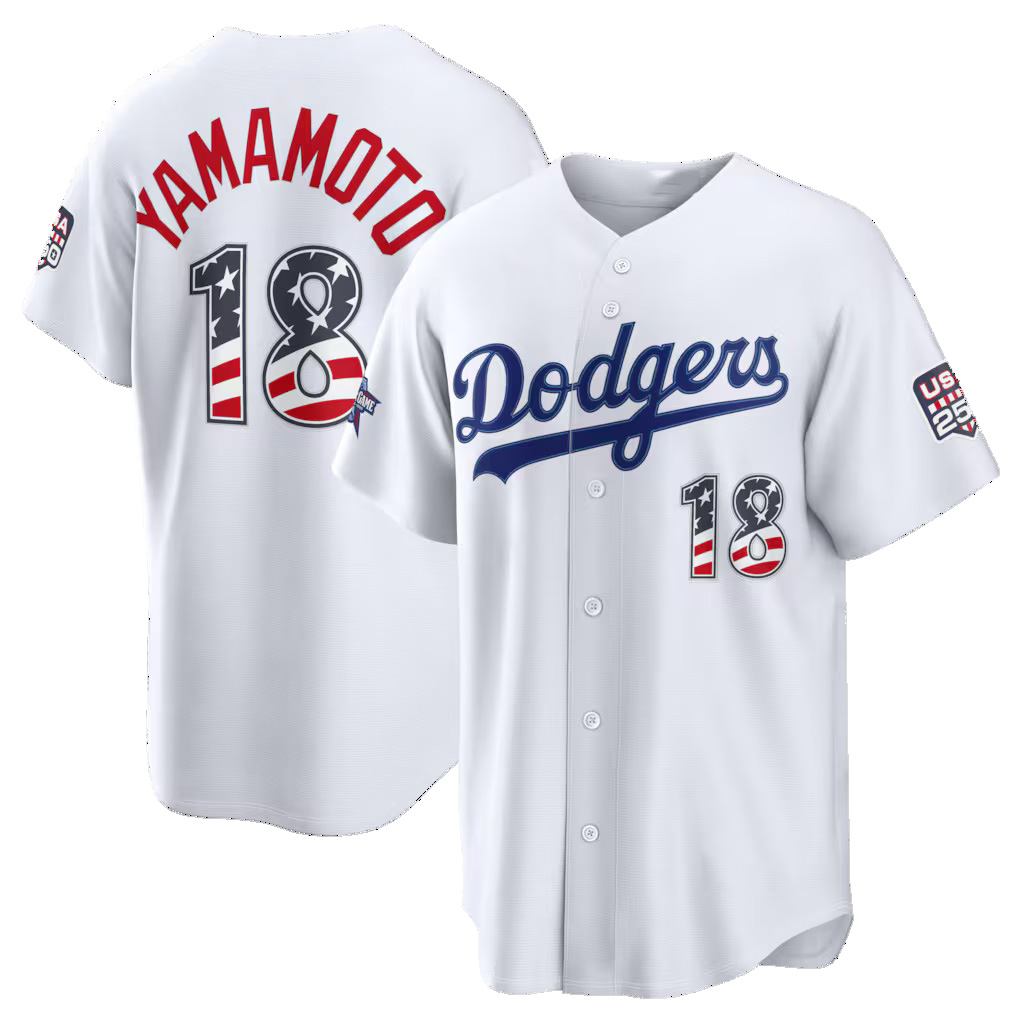 Los Angeles Dodgers #18 Yoshinobu Yamamoto 2026 All-Star Edition Stars & Stripes White AmberGomez Stadium Jersey