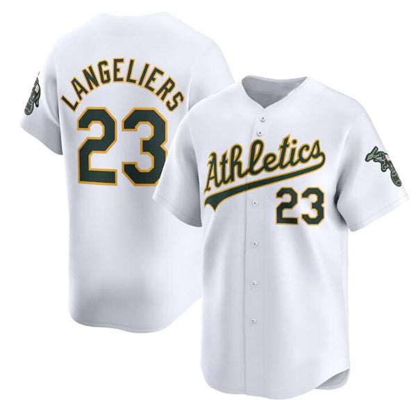Oakland Athletics #23 Shea Langeliers White AmberGomez Home Limited Stitched Jersey