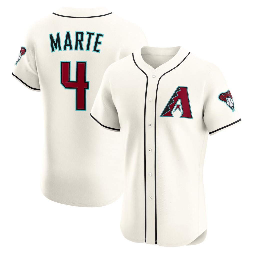 Arizona Diamondbacks #4 Ketel Marte Cream AmberGomez Home Elite Jersey