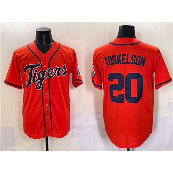 Detroit Tigers #20 Spencer Torkelson Orange AmberGomez With Patch Cool Base Stitched Jersey