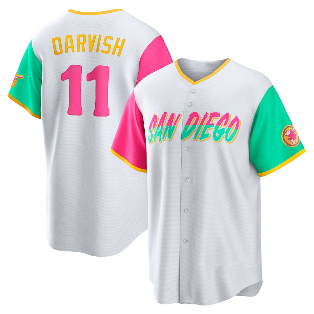 San Diego Padres #11 Yu Darvish White AmberGomez City Connect Replica Player Jersey