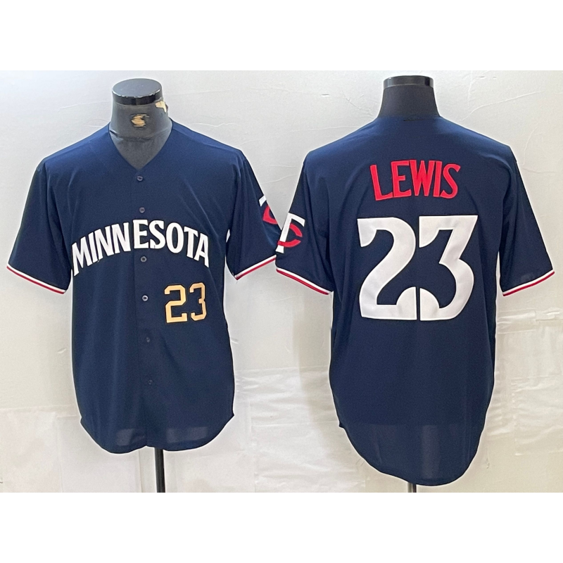 Minnesota Twins #23 Royce Lewis Number 2023 Navy Blue AmberGomez Cool Base Stitched Jerseys