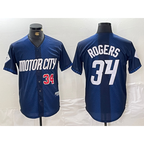 Detroit Tigers #34 Jake Rogers 2024 Navy AmberGomez City Connect Cool Base Limited Stitched Jerseys