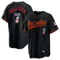 Baltimore Orioles #7 Jackson Holliday Player Black AmberGomez USA 250 Fourth of July Home Game Stitched Jerseys