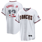 Arizona Diamondbacks #12 Lourdes Gurriel Jr Player White AmberGomez USA 250 Fourth of July Home Game Stitched Jerseys