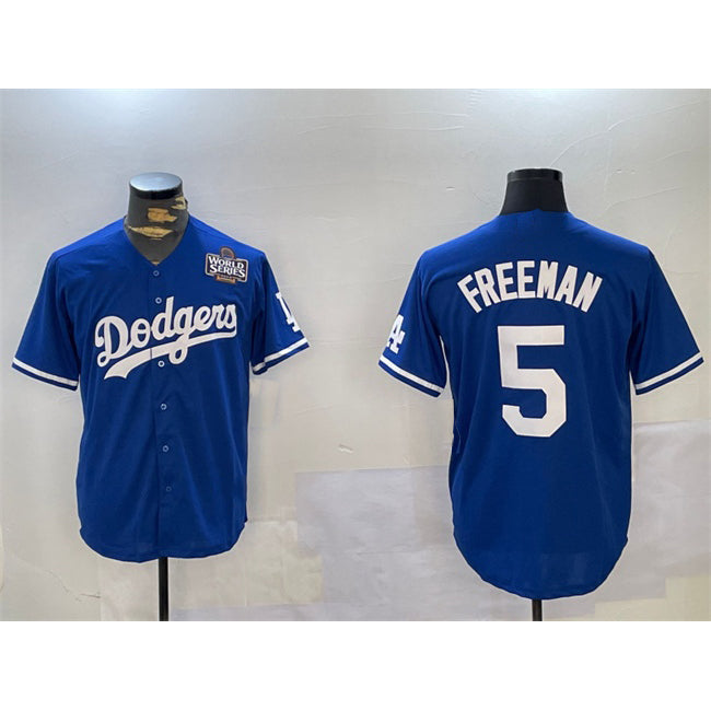 Los Angeles Dodgers #5 Freddie Freeman Blue AmberGomez 2024 World Series Cool Base Stitched Jersey