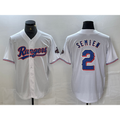 Texas Rangers #2 Marcus Semien White AmberGomez 2023 World Series Champions Cool Base Jersey