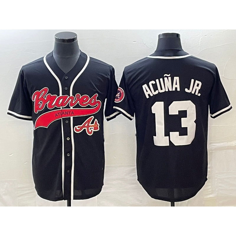 Atlanta Braves #13 Ronald Acuna Jr Black AmberGomez Cool Base Stitched Jersey