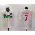 Philadelphia Phillies #7 Trea Turner White Green AmberGomez Cool Base Stitched Jersey 2