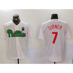 Philadelphia Phillies #7 Trea Turner White Green AmberGomez Cool Base Stitched Jersey 2