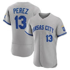 Kansas City Royals #13 Salvador Perez Grey AmberGomez Flex Base Stitched Jersey