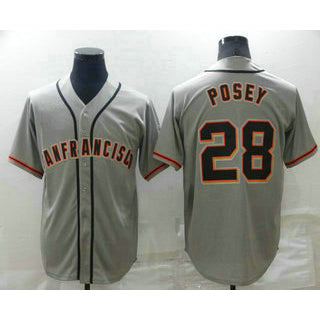 San Francisco Giants #28 Buster Posey Grey AmberGomez Stitched Cool Base Jersey