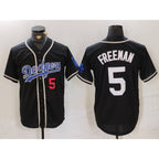 Los Angeles Dodgers #5 Freddie Freeman Number Black AmberGomez Cool Base With Patch Stitched Jersey 2