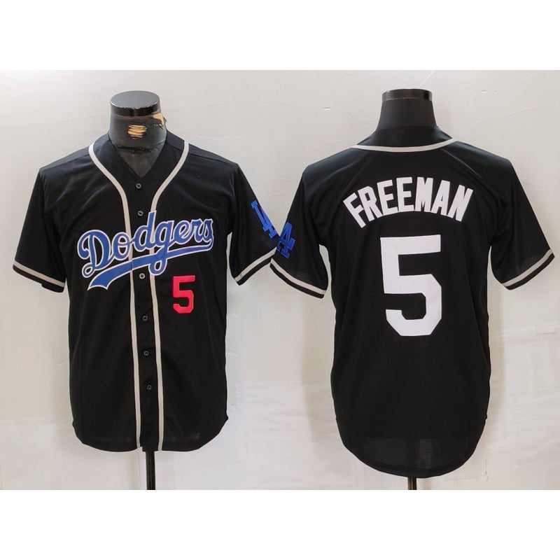 Los Angeles Dodgers #5 Freddie Freeman Number Black AmberGomez Cool Base With Patch Stitched Jersey 2
