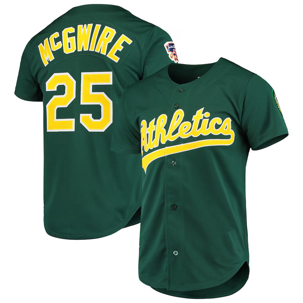 Oakland Athletics #25 Mark McGwire Mitchell & Ness Green AmberGomez 1997 Cooperstown Collection Authentic Jersey