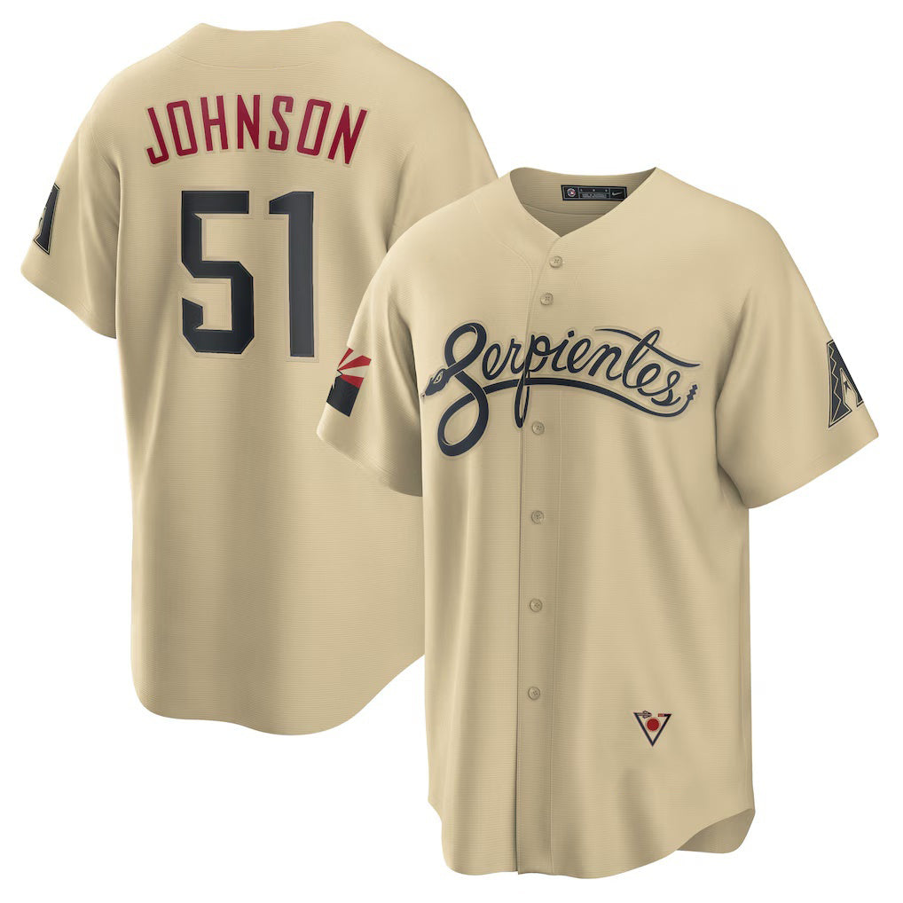 Arizona Diamondbacks #51 Randy Johnson Gold AmberGomez Sand City Connect Replica Player Jersey