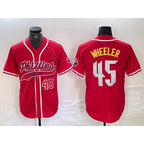 Philadelphia Phillies #45 Zack Wheeler Number Red AmberGomez Cool Base Stitched Jerseys