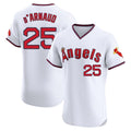 Los Angeles Angels #25 Travis d'Arnaud Player White AmberGomez T-shirt Home Limited Elite Stitched Jerseys
