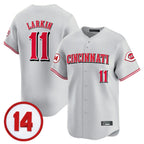 Cincinnati Reds #11 Barry Larkin Player Gray AmberGomez Vapor Premier Limited Home Stitched Jerseys