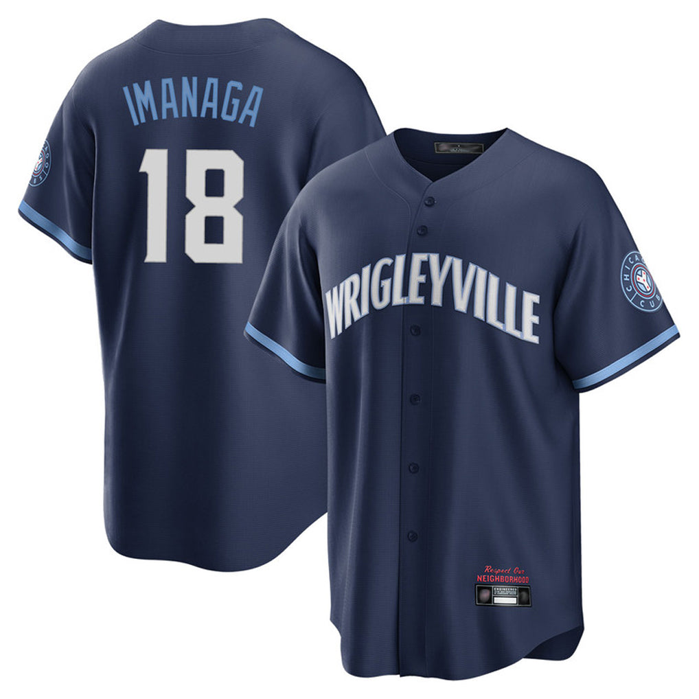 Chicago Cubs #18 Shota Imanaga Player Navy AmberGomez City Connect Home Game Stitched Jerseys