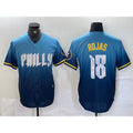 Philadelphia Phillies #18 Johan Rojas Blue AmberGomez 2024 City Connect Limited Stitched Jersey
