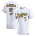 Los Angeles Dodgers #5 Freddie Freeman Player Gold AmberGomez Limited Elite Home Stitched Jerseys