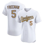Los Angeles Dodgers #5 Freddie Freeman Player Gold AmberGomez Limited Elite Home Stitched Jerseys
